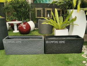 RUDI PB7 Grey Black Texture Planter box Fiberglass Flower Pot Pasu Bunga Garden Taman Plant Pokok Fiber Outdoor Fence