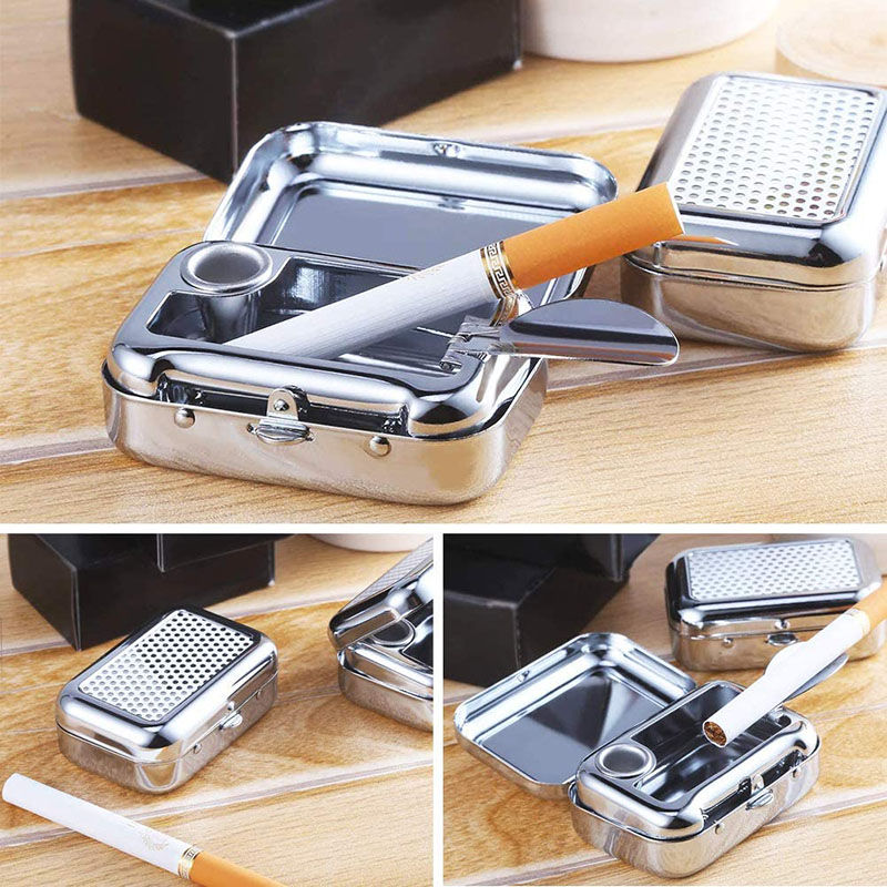 CRUITR Posacenere portatile in acciaio inox con coperchio, mini contenitore tascabile per cenere, ideale per viaggi e campeggio all'aperto
_voghion.com