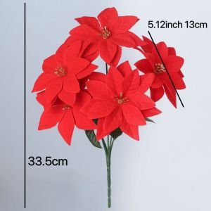 GGFG wedding bridal Poinsettia Bushes home vase ornamental Artificial Flowers flower pot Simulation bouquet Christmas Bouquets Xmas Decor Christmas Decoration
