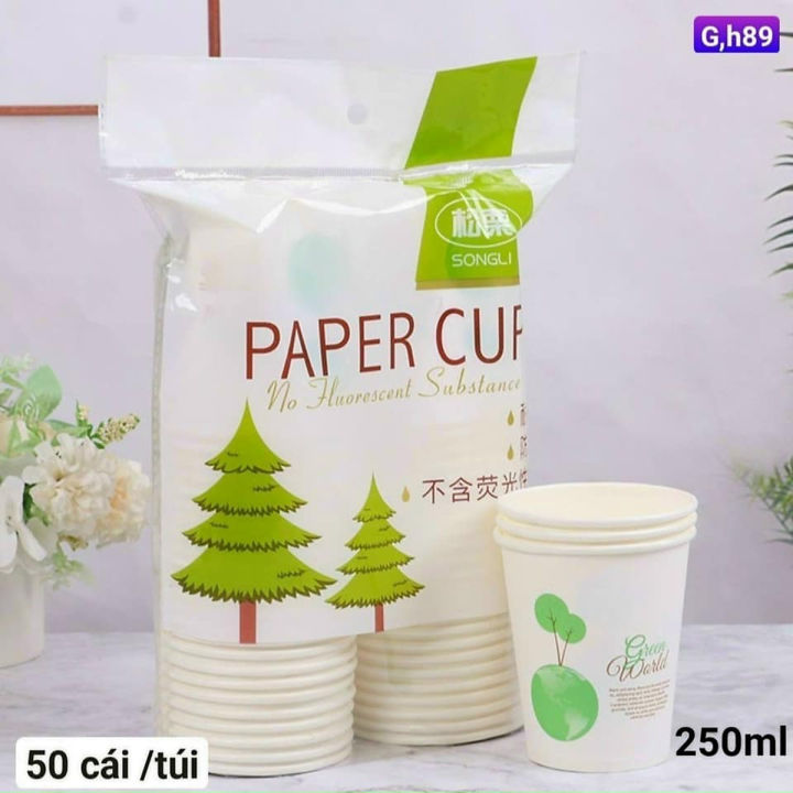 Cốc giấy dùng 1 lần túi 50 cái (200ml) tiện dụng, thân thiện với môi ...