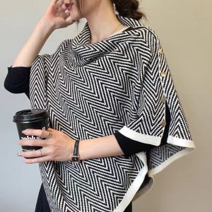 MAXG có nút Khăn choàng Pashmina Dày Ấm áp Áo vai  Thường ngày Áo len khăn choàng Mùa thu mùa đông
