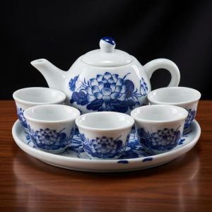 Bộ Ấm Chén Thờ Bộ Ấm Trà Cúng Men chất Liệu Sữ Men Xanh Bát Tràng Cao Cấp Đặt Bàn Gia Tiên