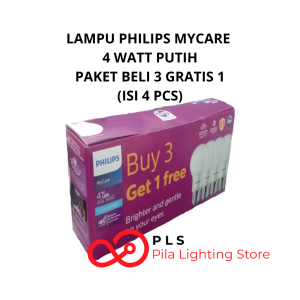 Lampu Led Bohlam PHILIPS MyCare Paket Hemat 4 Watt 4W Multipack Putih 6500K Bayar 3 Dapat 4 Pcs
