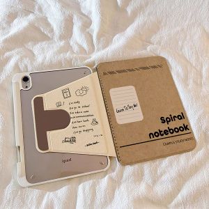 เคสไอแพด Air5 10.9 Air6 กันงอโค้งสีน้ำตาล-ขาว ที่ใส่ปากกา NoteBook เคสiPadหมุน 360°Gen10 Air7 Gen11