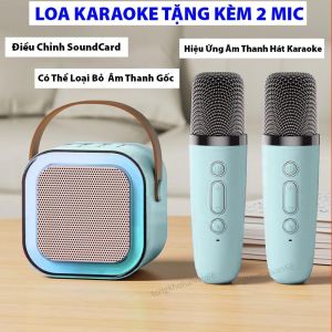 ( TẶNG KÈM 2 MIC HÁT ) Loa Bluetooth Karaoke Mini K12 Thiết Kế Cực Đẹp Dễ Sử Dụng Âm Thanh Hay Kèm 2 Micro Cao Cấp Pin Trâu