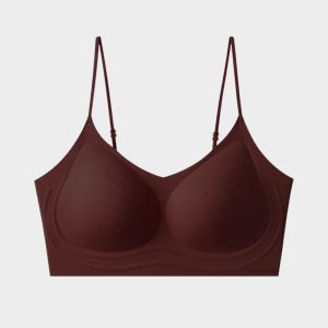 Maniyun Spaghetti Strap Bra Fixed Cup Jelly Soft Support Push Up Bra Women Non-wired Comfortable Seamless Bra