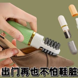 Berus Kasut Berus Berus Berus Lembaya Bergelung 3 in 1 Shoe Brush Double-Sided Rubber Soft Bristle Cleaning Brushes Portable Leather Cleaning Tools