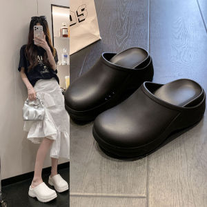 [Free Shipping] EVA Toe-Cap Half Slippers For Women Summer Outdoor Wear Non-Slip Perforated Design Height-Increasing Versatile NurseS Lazy Shoes