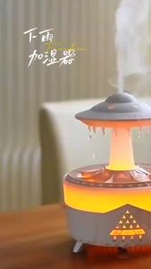 [Tặng tinh dầu] Máy khuếch tán tinh dầu máy xông tinh dầu hiệu ứng giọt mưa rơi dung tích 350ml đèn Led 7 màu