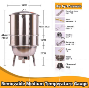 Smokeless stainless steel home BBQ grillround charcoal stoveperfect for Filipino family gatherings