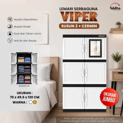 JUMBO - LEMARI PLASTIK BESAR SUSUN 4 MOTIF ROTAN