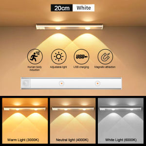 【Free Shipping】60CM 3-Colors Remote Led Wireless Motion Sensor Under Cabinet Light USB Rechargeable Night Light Kitchen Lamp for Indoor Room Bedroom Bedside Closet Wardrobe Decorative lighting 人体感应夜灯