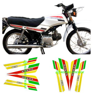 STIKER STRIPING LIS LES BODY MOTOR HONDA WIN 100 1991 KUNING-HIJAU 1SET STANDAR