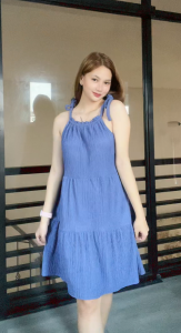 SC36 Cotton Bark Halter Babydoll Dress