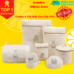 Túi Lưới Giặt Đựng Quần Áo Đồ Lót Trong Máy Giặt - Túi Giặt Bảo Quản Quần ÁoTúi lưới giặt quần áo đồ lót máy giặt màu be có khóa 3 lớp hình thêu phân loại đồ giặt tiện lợi gia đình - Combo 6 túi giặt TG1