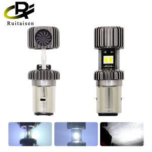 Bóng Đèn Pha Xe Máy Đèn Sương Mù LED BA20D Đèn Pha Xe Máy Chùm Sáng Cao/Thấp 12V 9003 Đèn Xe Máy H6M 6000K