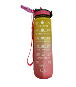 1L Motivational Water Bottle with Time Marker & Straw-BPA Free Locking Flip-Flop Lid 1 Liter Tumbler