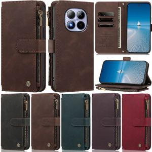 Flip Leather Zipper Wallet Case For Xiaomi 17T 15T Poco X8 Pro Redmi A7 Pro 15A Note 14S Note 15 Note 14 Note 15 Pro Note 14 Pro Cards Phone Cover