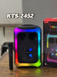 ลำโพงบลูทูธ รุ่น KTS-2452 ฟรีไมค์ลอย1ตัว ลำโพงดอก8นิ้ว ไฟLEDรอบเครื่อง รองรับAUX TF USB ปรับ-ปิดไฟได้ กำลังขับ12W เพิ่ม-ลดเสียงได้ เสียงเบสแน่น สามารถเชื่อมต่อได้2เครื่อง