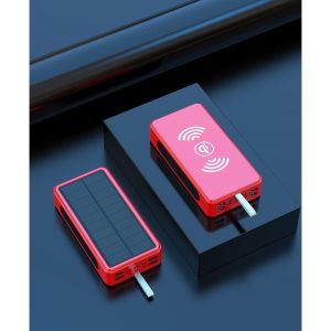 Original 80000mAh Solar Wireless Power Bank: Portable Fast Phone Charging with LED Light