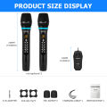 Wireless Microphone System Dual UHF Handheld Cordless Dynamic Microphones Bluetooth 10 sets can be used simultaneously With Bass Echo Tracking Button Cordless Microphone Range 164ft/50m AA Batteries Works with Computer Karaoke Singing Preaching. 
