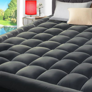Mattress Pad Fitted Quilted Mattress Cover Cooling Soft Pillow Top Mattress Topper Down Alternative Filling Mattress Protector