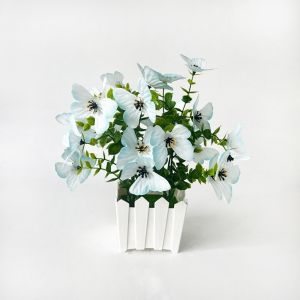 ERMENLED Multicolor Butterfly Orchid Artificial Flower 28 Blooms Plastic Simulation Bonsai Lifelike Accessories Fake Plant Flower Potted Home Office Decoration