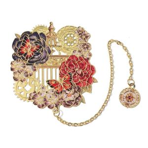 Flower & Clock Book Markers with Pendant Chain Metal Reading Bookmarks Page Markers Retro Bookmarks for Book Lovers