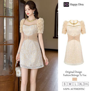 Happy Diva Womens Summer New Puff Sleeve Slim Package Hip Lace Dress 50921
