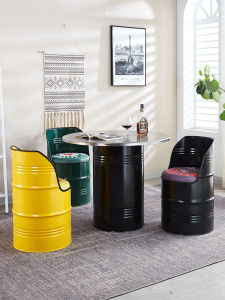 Iron Bucket Stool Iron Round Stool Backrest Chair Storage Paint Bucket Stool Theme Restaurant Industrial Wind Bucket Sto