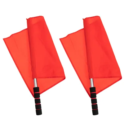 [Fast Delivery] 2Pcs Referee Flag Sports Volleyball Linesman Referee Flag Stainless Steel Hand Signal Flag