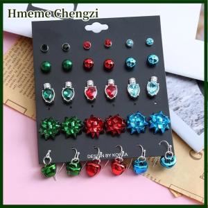 Hmeme 9 15 Pairs Fashion Womens Christmas Earrings With Rhinestone Bell And Snowflake Designs Party Holiday Wear Gift Elegant Jewelry