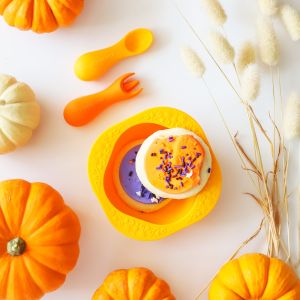 Marcus & Marcus Silicone Palm Grasp Spoon & Fork SetSilikon Sudu dan Garpu Kanak-Kanak mudah genggaman tangan kecil (12m +)