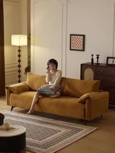 Nordic Fabric Sofa Living Room Vintage Corduroy Straight Row 2 3 4 Seater Sofa