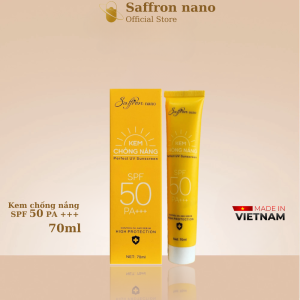 Saffron Nano SPF 50 PA+++ Waterproof Sunscreen Cream for All Skin Types 70ml - Made in Vietnam
