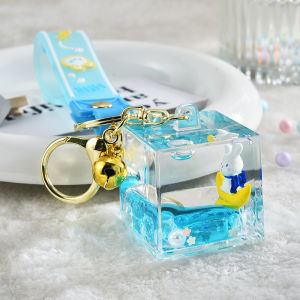 Móc khóa xe máy ô tô acrylic hình thỏ mặt trăng lấp lánh móc treo balo túi xách Hàn Quốc