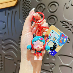 Creative Electroplating Devil Sleep Girl Keychain Cute Cartoon Colorful Doll Couple Bag Pendant Small Gift