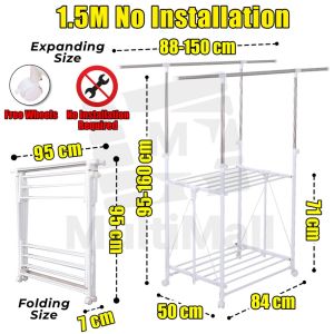 Laundry Rack 1.5M No Installation Clothes Rack Clothes Drying Rack outdoor laundry rack