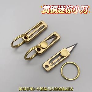 【In Stock & Fast Dispatch】Portable Keyring Attachment Parcel-Opening Knife Brass Mini Knife Sharp Compact Slide-Out Knife