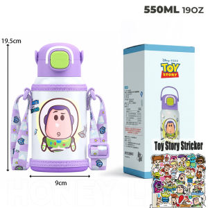 Toy Story Vacuum Insulated Flask 600ml - 316 Stainless Steel with Pressure Relief Anti-Scald Valve Wide Mouth Ice Friendly Straw Bottle for School & Travel - HoneyLion