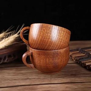 4Pcs Wood Coffee Mug Japanese Tea Cup Small Wooden Tea Cup Japanese Style Latte Mug Wine Mug for Drinking Natural Wooden Teacups with Spoon for Wine Coffee Tea Drinks
