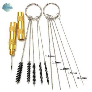 XUNYU3 11pcs Airbrush สเปรย์ทำความสะอาดเครื่องมือซ่อมชุดสแตนเลสเข็มแปรงชุด