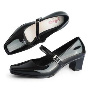 SHUTA Korean Style Black Rubber Mary Jane Shoes Women Fashion Comfortable Wear Resistant Waterproof Non-Slip School Office Daily Footwear