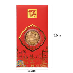 5Pcs 2026 Year of the Horse Chinese New Year Lucky Money Envelopes Gold Foil Commemorative Coin Cartoon Red Packet for Spring Festival Kid Gift