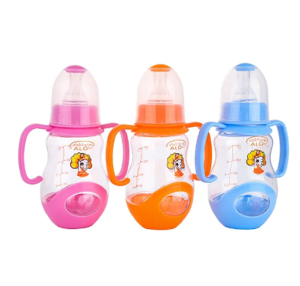 3pcs Algo Botol Susu Bayi 150ml Dengan gagang dan tatakan untuk Usia 3 bulan keatas Bahan PP Berkualitas BPA Free 8203 Mudah Dicuci dan Bisa Direbus untuk Sterilisasi