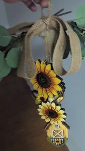 FFBH Wooden Halloween Pumpkin Ornaments Maple Leaf with Burlap Bow Fall Harvest Pendant Material Kit 2D Flat DIY 2Z6B7