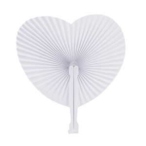 Feelife พัดมือกระดาษทรงกลมสีขาวพัดรูปหัวใจสำหรับตบแต่งนอกบ้านงานปาร์ตี้วันเกิดงานแต่งของขวัญแฮนด์เมด