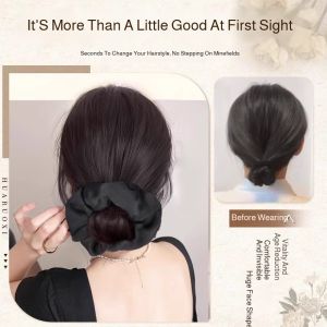 Lazy Korean Style Bun Wig Lazy Style Flower Bud Round Bun Natural Curly Messy Bun Hair Piece For Women Hair Accessories