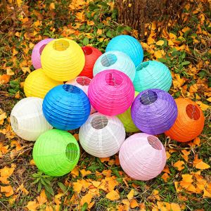 SUNSHINEQ Waterproof Round Lantern Hanging Decoration Lampshade Multicolor Chinese Lanterns Portable DIY Lamp Hanging Lantern Ball Mid Autumn