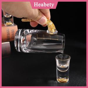 Heabety Sang trọng pha lê thủy tinh Vodka thủy tinh Sake Shochu Thanh thủy tinh rượu mùi đôi đáy vàng lá thủy tinh cốc trà quà tặng cao cấp rượu mạnh